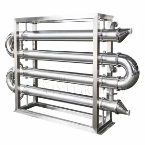 Sanitary shell and tube (multi-pass tube) heat exchanger
