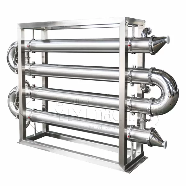 Sanitary shell and tube (multi-pass tube) heat exchanger