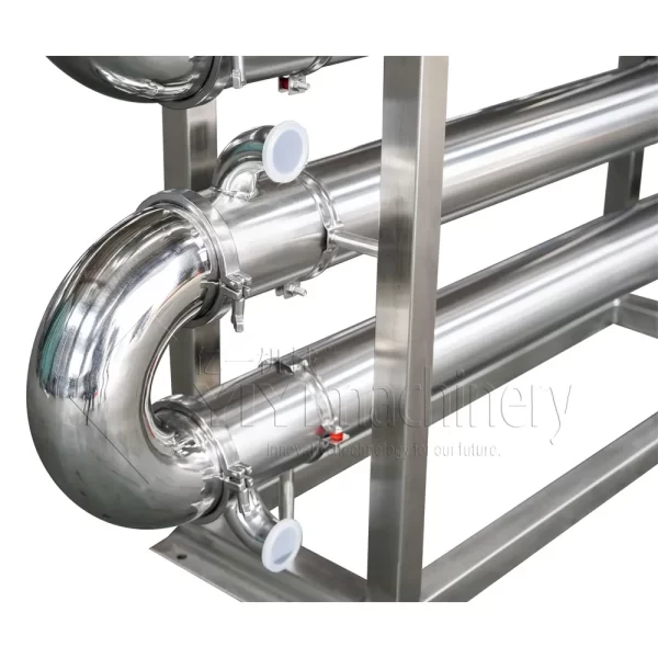 Sanitary shell and tube (multi-pass tube) heat exchanger