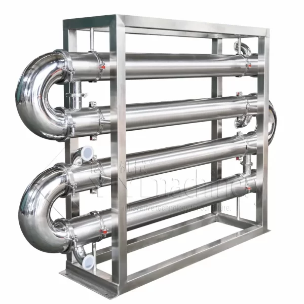 Sanitary shell and tube (multi-pass tube) heat exchanger