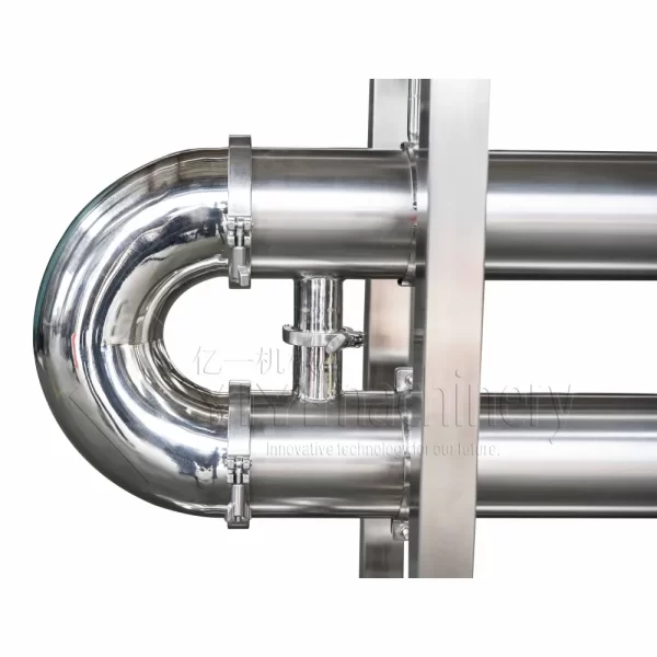 Sanitary shell and tube (multi-pass tube) heat exchanger