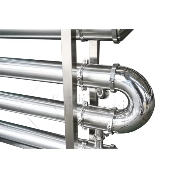 Sanitary shell and tube (multi-pass tube) heat exchanger